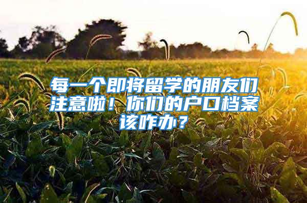 每一個即將留學的朋友們注意啦！你們的戶口檔案該咋辦？