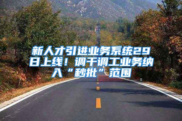 新人才引進業務系統29日上線！調干調工業務納入“秒批”范圍