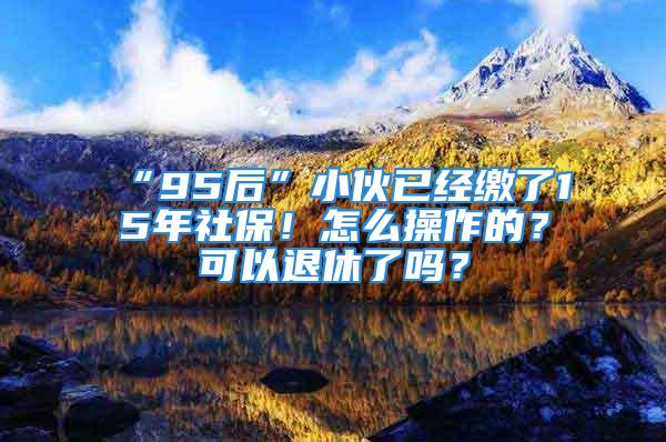 “95后”小伙已經繳了15年社保！怎么操作的？可以退休了嗎？