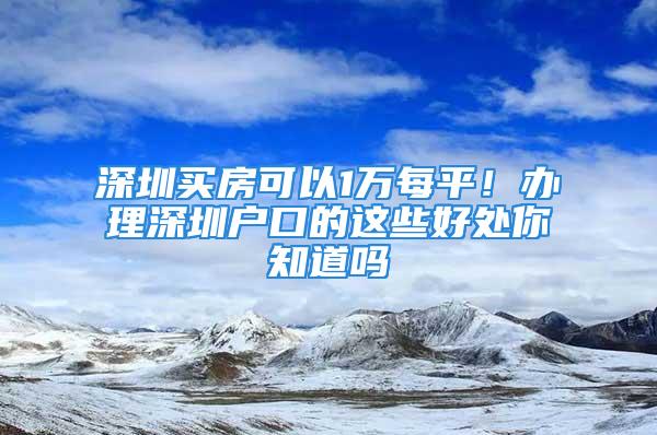 深圳買房可以1萬每平！辦理深圳戶口的這些好處你知道嗎