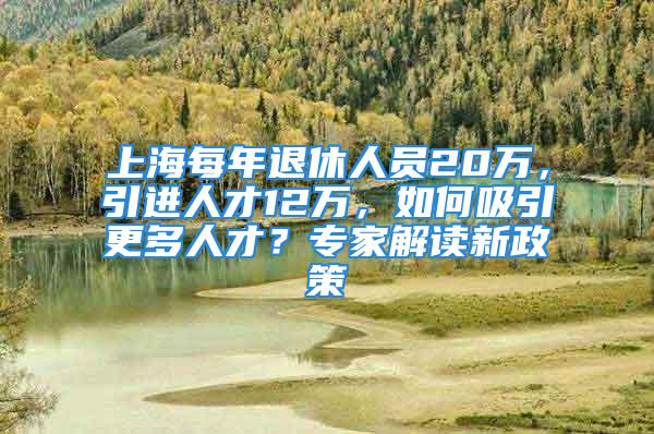 上海每年退休人員20萬，引進人才12萬，如何吸引更多人才？專家解讀新政策