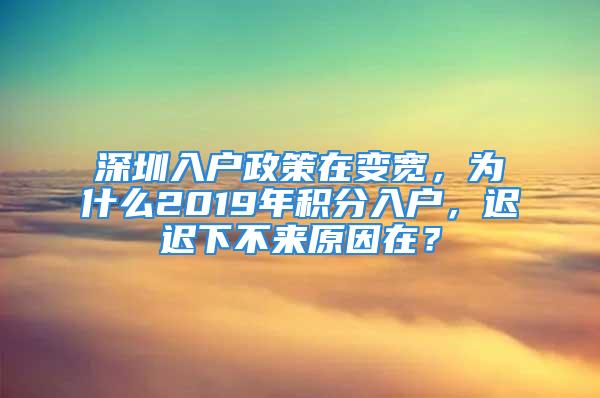 深圳入戶政策在變寬，為什么2019年積分入戶，遲遲下不來原因在？