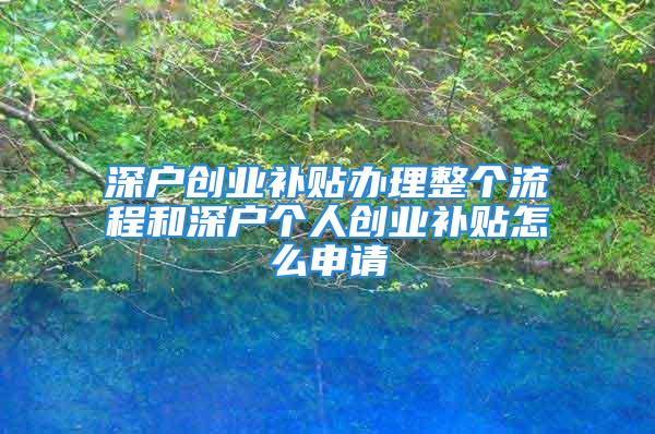 深戶創業補貼辦理整個流程和深戶個人創業補貼怎么申請