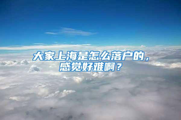 大家上海是怎么落戶的，感覺好難??？