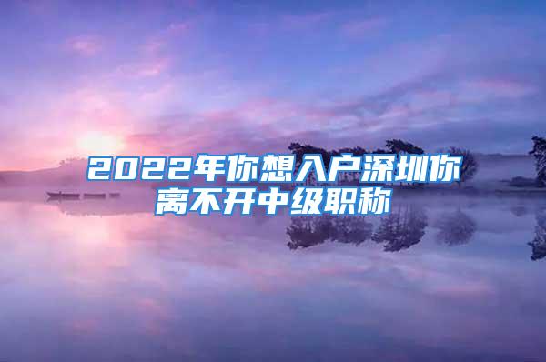 2022年你想入戶深圳你離不開中級職稱