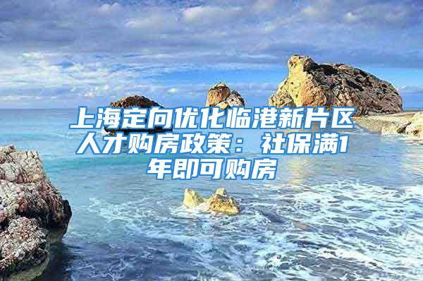 上海定向優化臨港新片區人才購房政策：社保滿1年即可購房