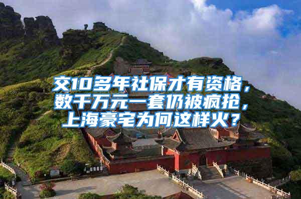 交10多年社保才有資格，數千萬元一套仍被瘋搶，上海豪宅為何這樣火？