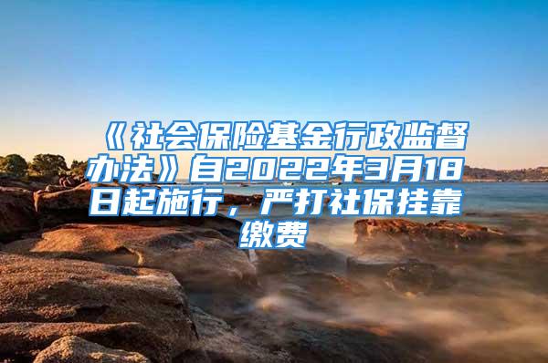 《社會保險基金行政監督辦法》自2022年3月18日起施行，嚴打社保掛靠繳費