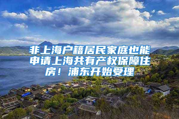 非上海戶籍居民家庭也能申請上海共有產權保障住房！浦東開始受理