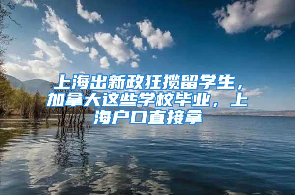 上海出新政狂攬留學生，加拿大這些學校畢業，上海戶口直接拿