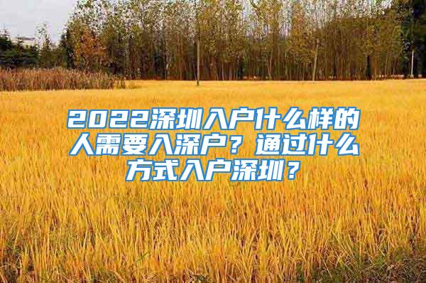 2022深圳入戶什么樣的人需要入深戶？通過什么方式入戶深圳？