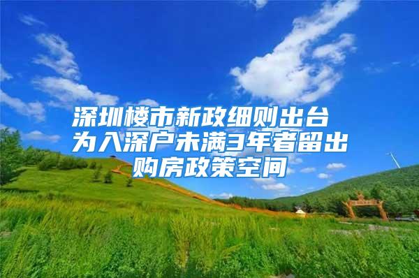 深圳樓市新政細則出臺 為入深戶未滿3年者留出購房政策空間