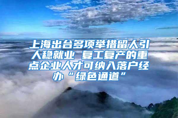 上海出臺多項舉措留人引人穩就業 復工復產的重點企業人才可納入落戶經辦“綠色通道”