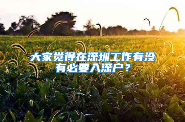 大家覺得在深圳工作有沒有必要入深戶？