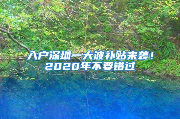 入戶深圳一大波補貼來襲！2020年不要錯過