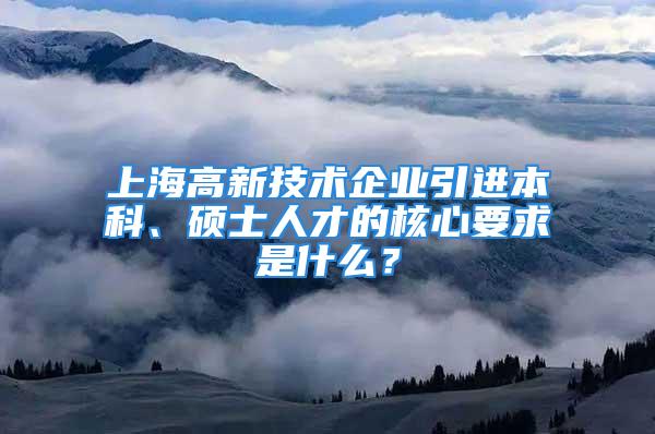 上海高新技術企業引進本科、碩士人才的核心要求是什么？