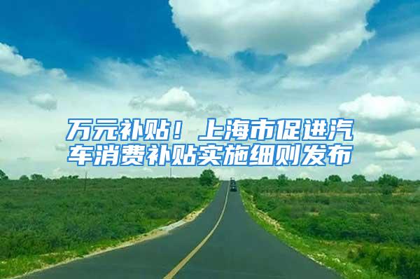 萬元補貼！上海市促進汽車消費補貼實施細則發布