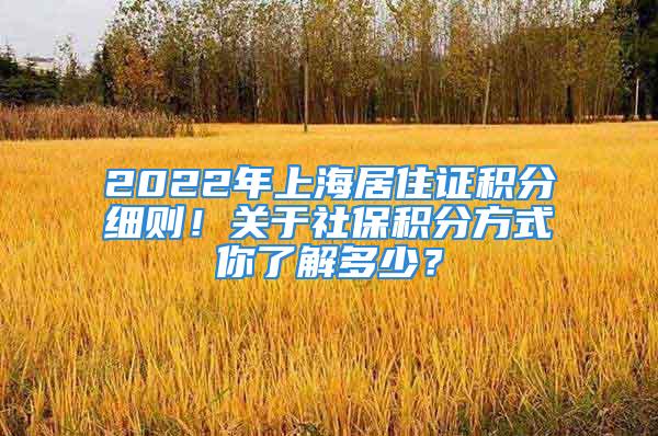 2022年上海居住證積分細則！關于社保積分方式你了解多少？