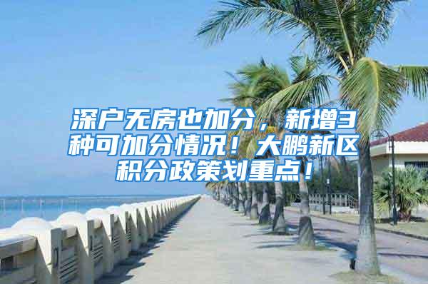 深戶無房也加分，新增3種可加分情況！大鵬新區積分政策劃重點！