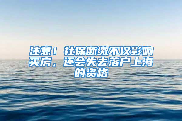 注意！社保斷繳不僅影響買房，還會失去落戶上海的資格