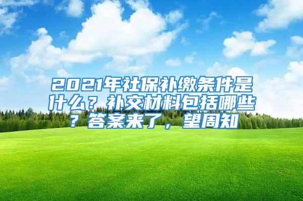 2021年社保補繳條件是什么？補交材料包括哪些？答案來了，望周知