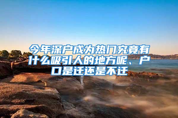 今年深戶成為熱門究竟有什么吸引人的地方呢、戶口是遷還是不遷