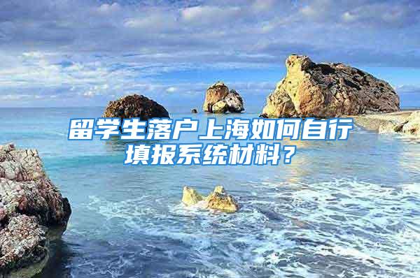 留學生落戶上海如何自行填報系統材料？