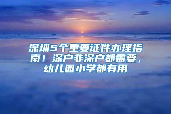 深圳5個重要證件辦理指南！深戶非深戶都需要，幼兒園小學都有用