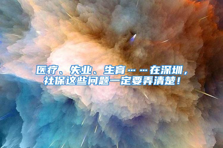 醫療、失業、生育……在深圳，社保這些問題一定要弄清楚！