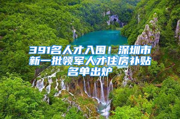 391名人才入圍！深圳市新一批領軍人才住房補貼名單出爐