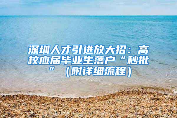 深圳人才引進放大招：高校應屆畢業生落戶“秒批”（附詳細流程）