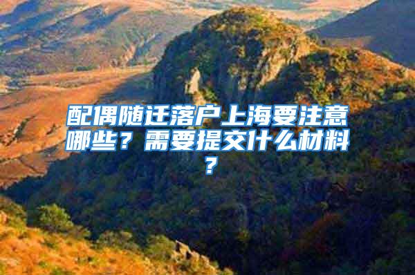 配偶隨遷落戶上海要注意哪些？需要提交什么材料？