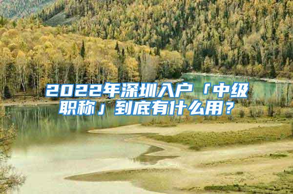 2022年深圳入戶「中級職稱」到底有什么用？