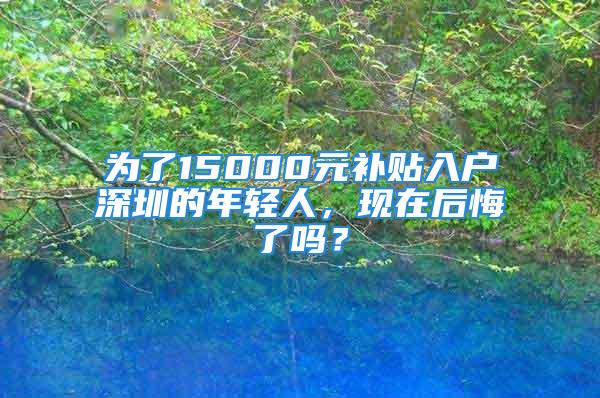 為了15000元補貼入戶深圳的年輕人，現在后悔了嗎？