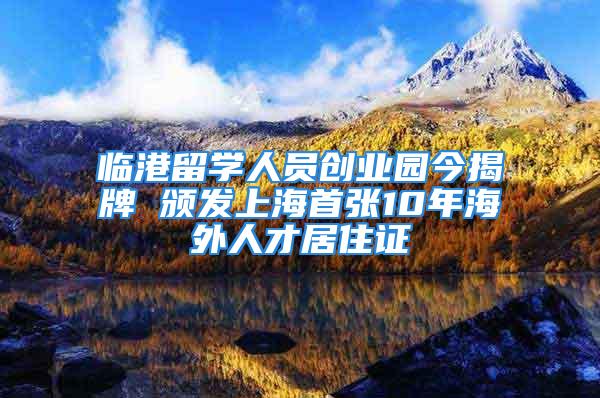 臨港留學人員創業園今揭牌 頒發上海首張10年海外人才居住證