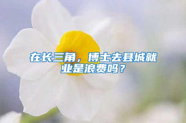 在長三角，博士去縣城就業是浪費嗎？