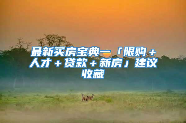 最新買房寶典一「限購＋人才＋貸款＋新房」建議收藏