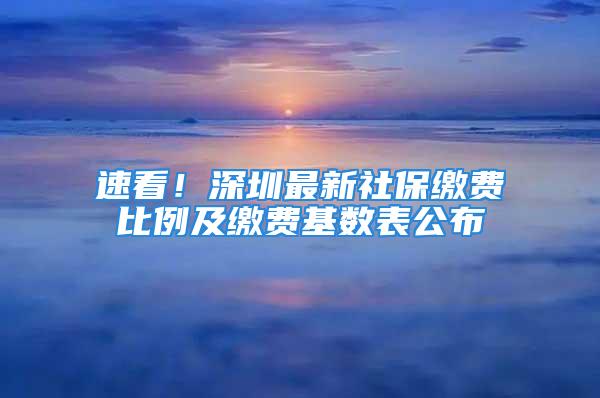 速看！深圳最新社保繳費比例及繳費基數表公布