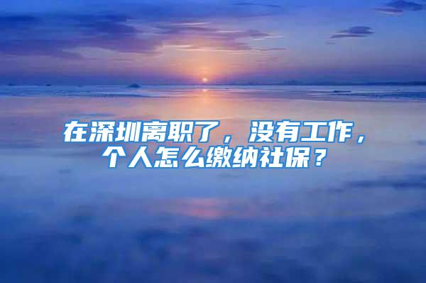 在深圳離職了，沒有工作，個人怎么繳納社保？