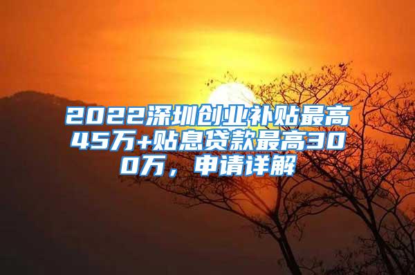 2022深圳創業補貼最高45萬+貼息貸款最高300萬，申請詳解