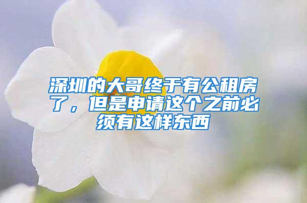 深圳的大哥終于有公租房了，但是申請這個之前必須有這樣東西