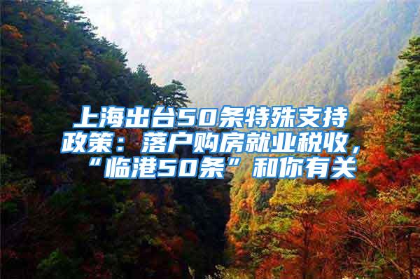 上海出臺50條特殊支持政策：落戶購房就業稅收，“臨港50條”和你有關→