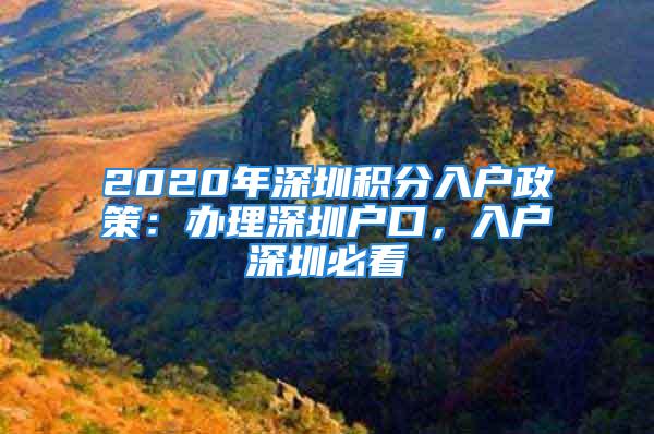 2020年深圳積分入戶政策：辦理深圳戶口，入戶深圳必看