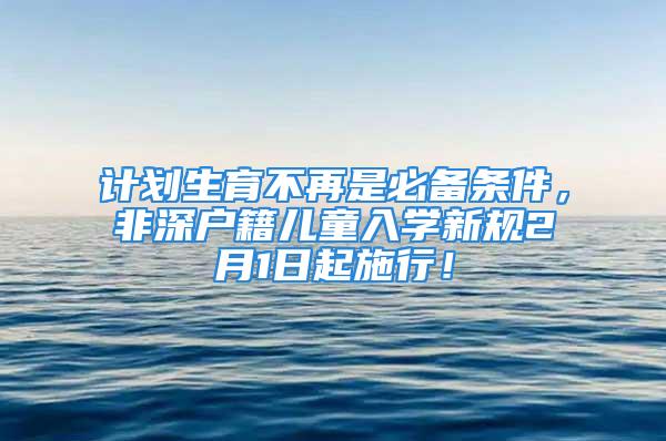 計劃生育不再是必備條件，非深戶籍兒童入學新規2月1日起施行！