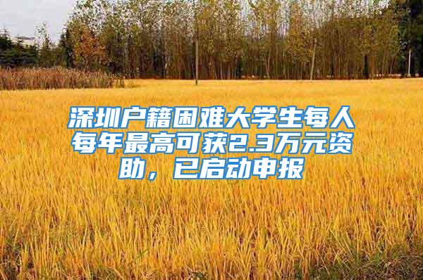 深圳戶籍困難大學生每人每年最高可獲2.3萬元資助，已啟動申報