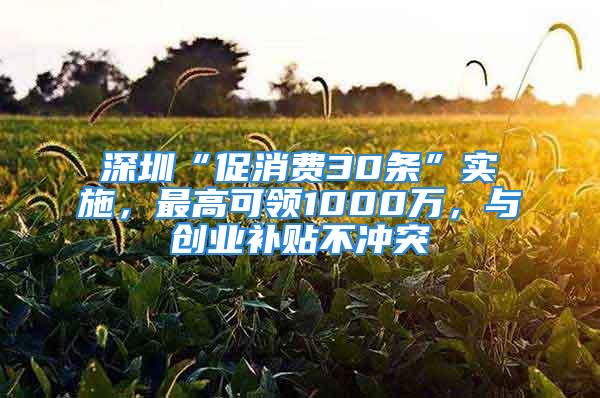 深圳“促消費30條”實施，最高可領1000萬，與創業補貼不沖突