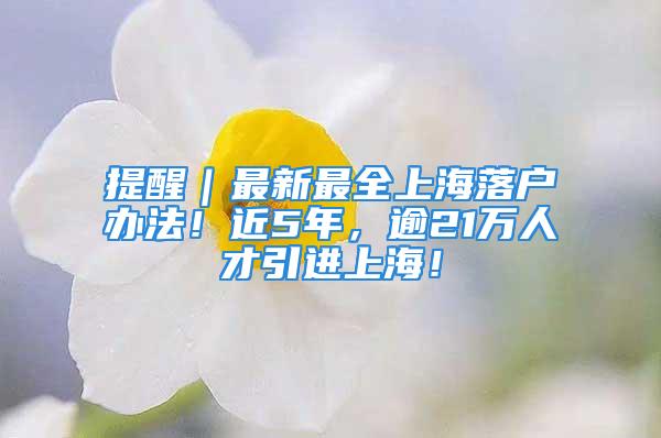 提醒｜最新最全上海落戶辦法！近5年，逾21萬人才引進上海！