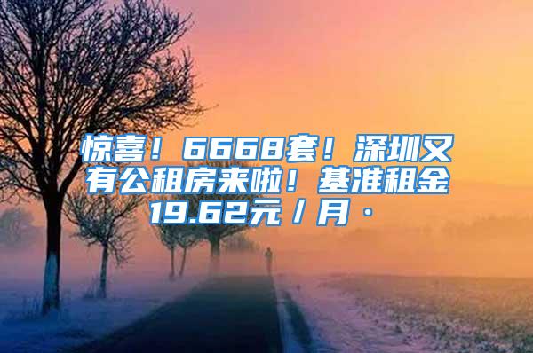 驚喜！6668套！深圳又有公租房來啦！基準租金19.62元／月·㎡