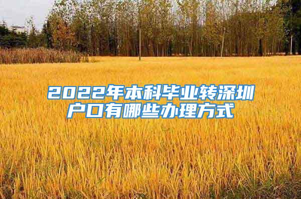 2022年本科畢業轉深圳戶口有哪些辦理方式