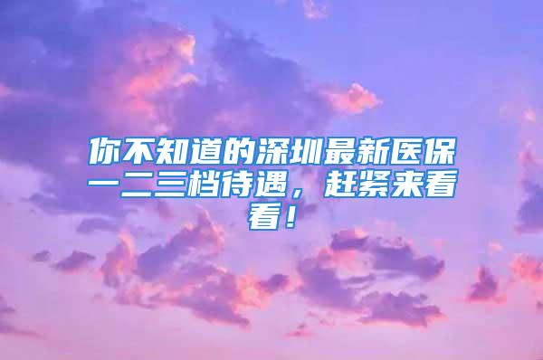 你不知道的深圳最新醫保一二三檔待遇，趕緊來看看！